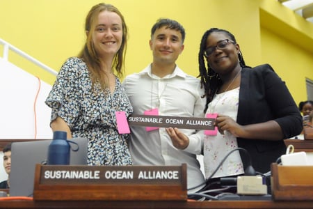 Anne-Sophie Roux, Gonzalo Daniel Caceres Bartra, and Khadija Steward, Sustainable Ocean Alliance - ISA Council-28 Part II - 24Jul2023 - Photo